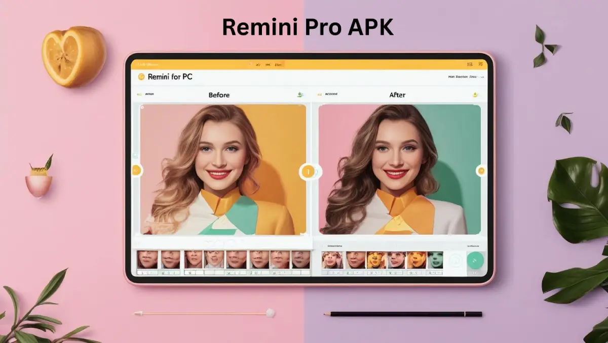 before and after results side by side with remini for PC