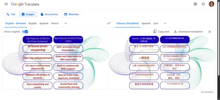 AI Google Translate 2025 translate image english to simplified chinese