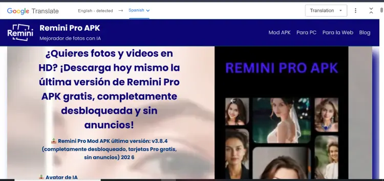 AI Google Translate 2025 translate website from english to spanish