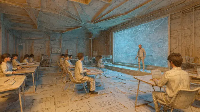 meta vibes ai text to video tool prompt _ a_teacher_walking_through_a_futuristic_classroom 1